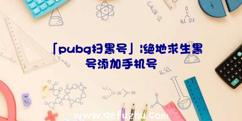 「pubg扫黑号」|绝地求生黑号添加手机号